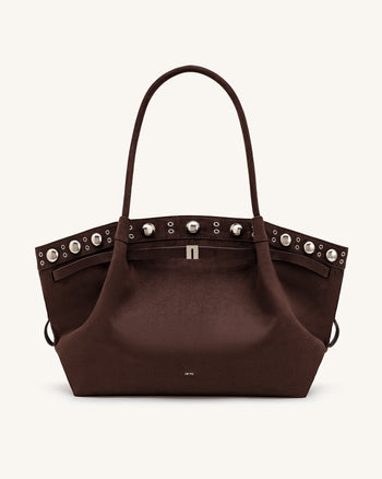 Hana Borsa tote grande in similcamoscio - Marrone intenso