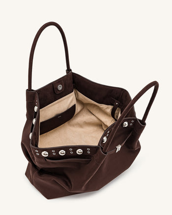 Hana Borsa tote grande in similcamoscio - Marrone intenso