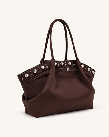 Hana Borsa tote grande in similcamoscio - Marrone intenso