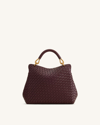 Lucia Borsa Classica Intrecciata con Manico Superiore - Borgogna Scuro