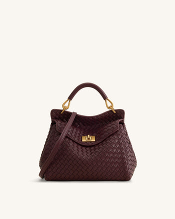 Lucia Borsa Classica Intrecciata con Manico Superiore - Borgogna Scuro