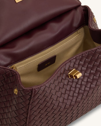 Lucia Borsa Classica Intrecciata con Manico Superiore - Borgogna Scuro