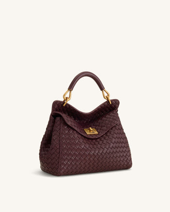 Lucia Borsa Classica Intrecciata con Manico Superiore - Borgogna Scuro