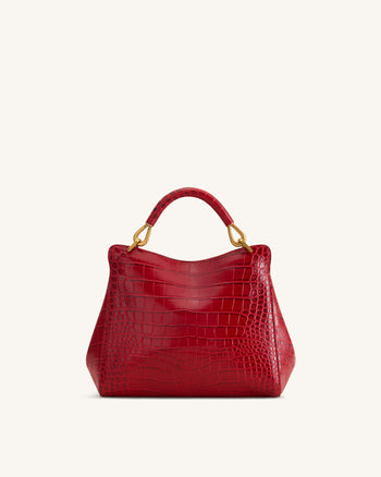 Lucia Borsa Classica con Manico Superiore - Effetto Coccodrillo Borgogna