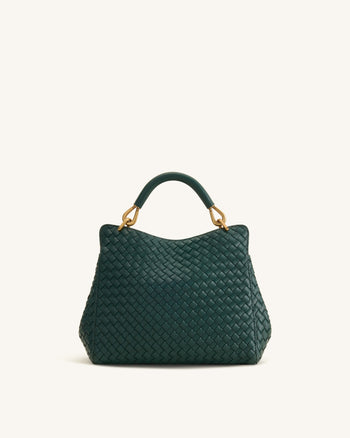 Lucia Borsa Classica Intrecciata con Manico Superiore - Verde Foresta