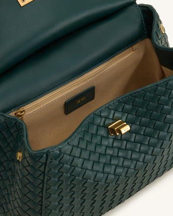 Lucia Borsa Classica Intrecciata con Manico Superiore - Verde Foresta