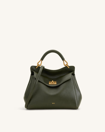 Lucia Borsa Classica con Manico Superiore - Verde Oliva Scuro