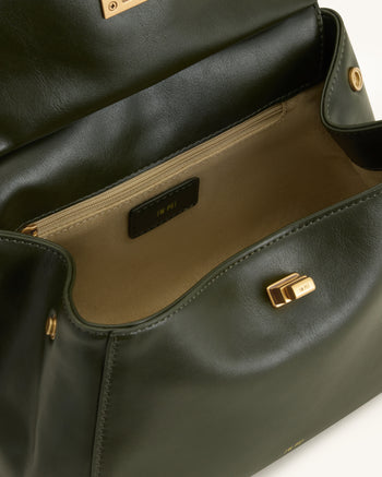 Lucia Borsa Classica con Manico Superiore - Verde Oliva Scuro