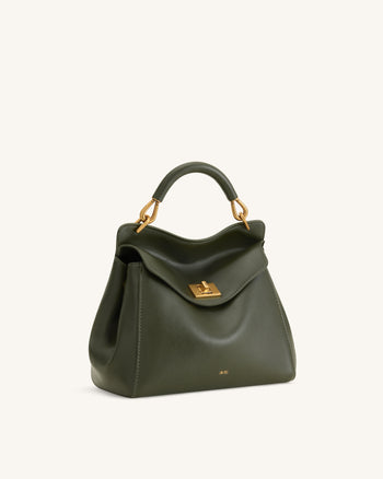 Lucia Borsa Classica con Manico Superiore - Verde Oliva Scuro