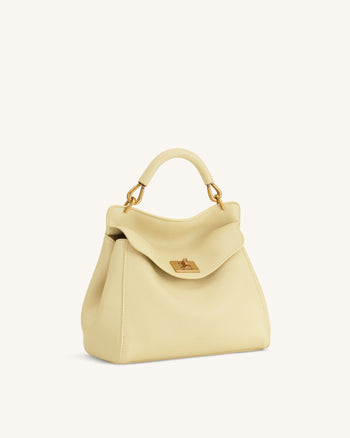 Lucia Borsa Classica con Manico Superiore - Giallo Chiaro