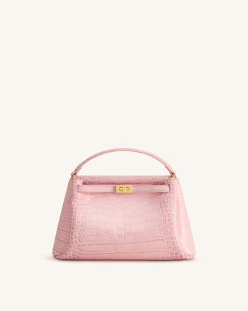 Carmen Borsa a mano effetto coccodrillo - Rosa