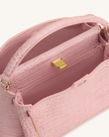 Carmen Borsa a mano effetto coccodrillo - Rosa