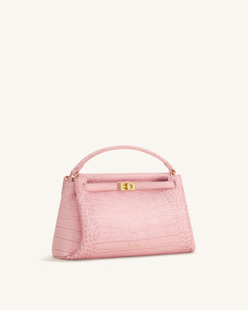 Carmen Borsa a mano effetto coccodrillo - Rosa
