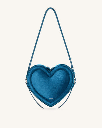 Arlene Borsa a forma di cuore in velluto - Blu