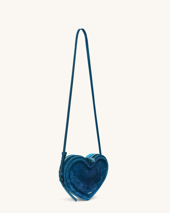 Arlene Borsa a forma di cuore in velluto - Blu