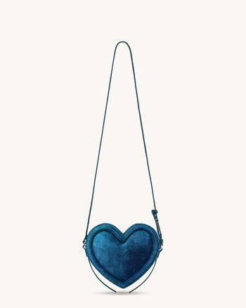 Arlene Borsa a forma di cuore in velluto - Blu