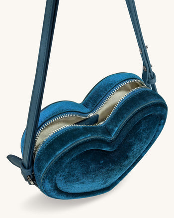 Arlene Borsa a forma di cuore in velluto - Blu