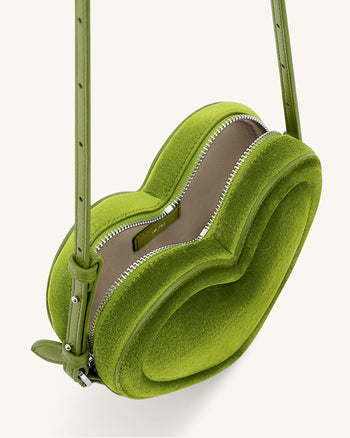 Arlene Borsa a forma di cuore in velluto - Verde