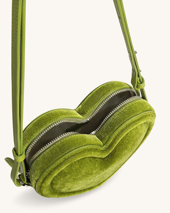 Arlene Borsa a forma di cuore in velluto - Verde