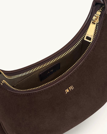 Sharon Borsa a Tracolla in Finta Pelle Scamosciata - Marrone Caffè