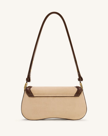 Joy Borsa a spalla in finto suede - Marrone kaki
