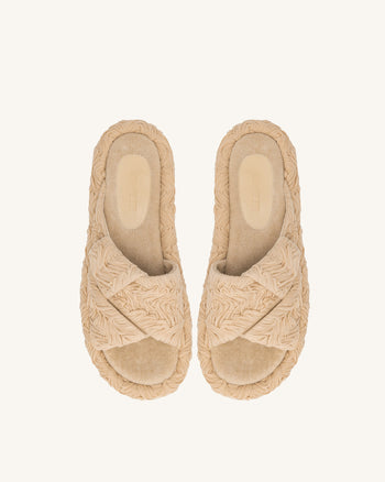 Lilah - Sandalo Intrecciato con Plateau - Beige