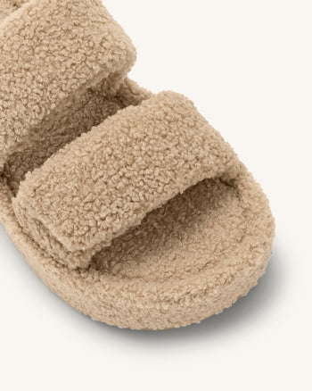 Lexi - Sandalo con Plateau in Ecopelliccia - Beige