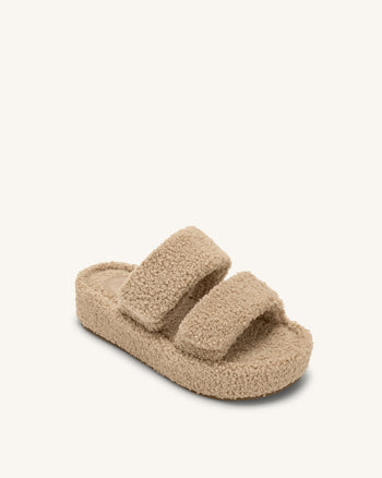 Lexi - Sandalo con Plateau in Ecopelliccia - Beige