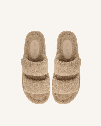 Lexi - Sandalo con Plateau in Ecopelliccia - Beige