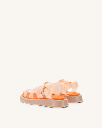 Piper - Sandalo con Plateau - Beige & Arancione
