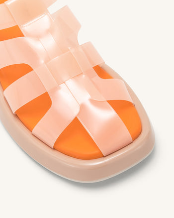 Piper - Sandalo con Plateau - Beige & Arancione