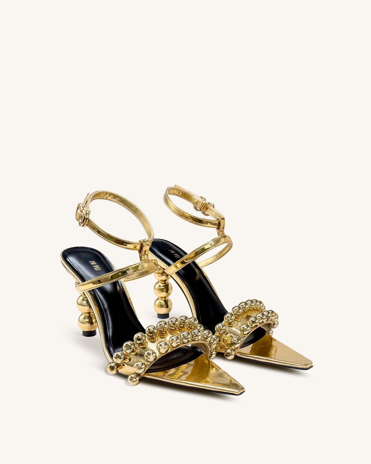 Mia Sandali con tacco alto e cinturini con dettagli di perline - Oro