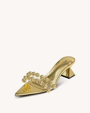 Gianna Mules con cinturino con perline - Oro