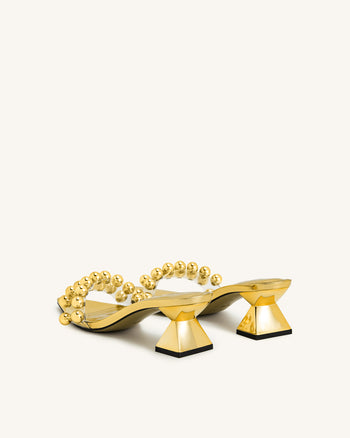 Gianna Mules con cinturino con perline - Oro