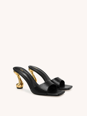 Hannah Décolleté in finta pelle di serpente - Nero