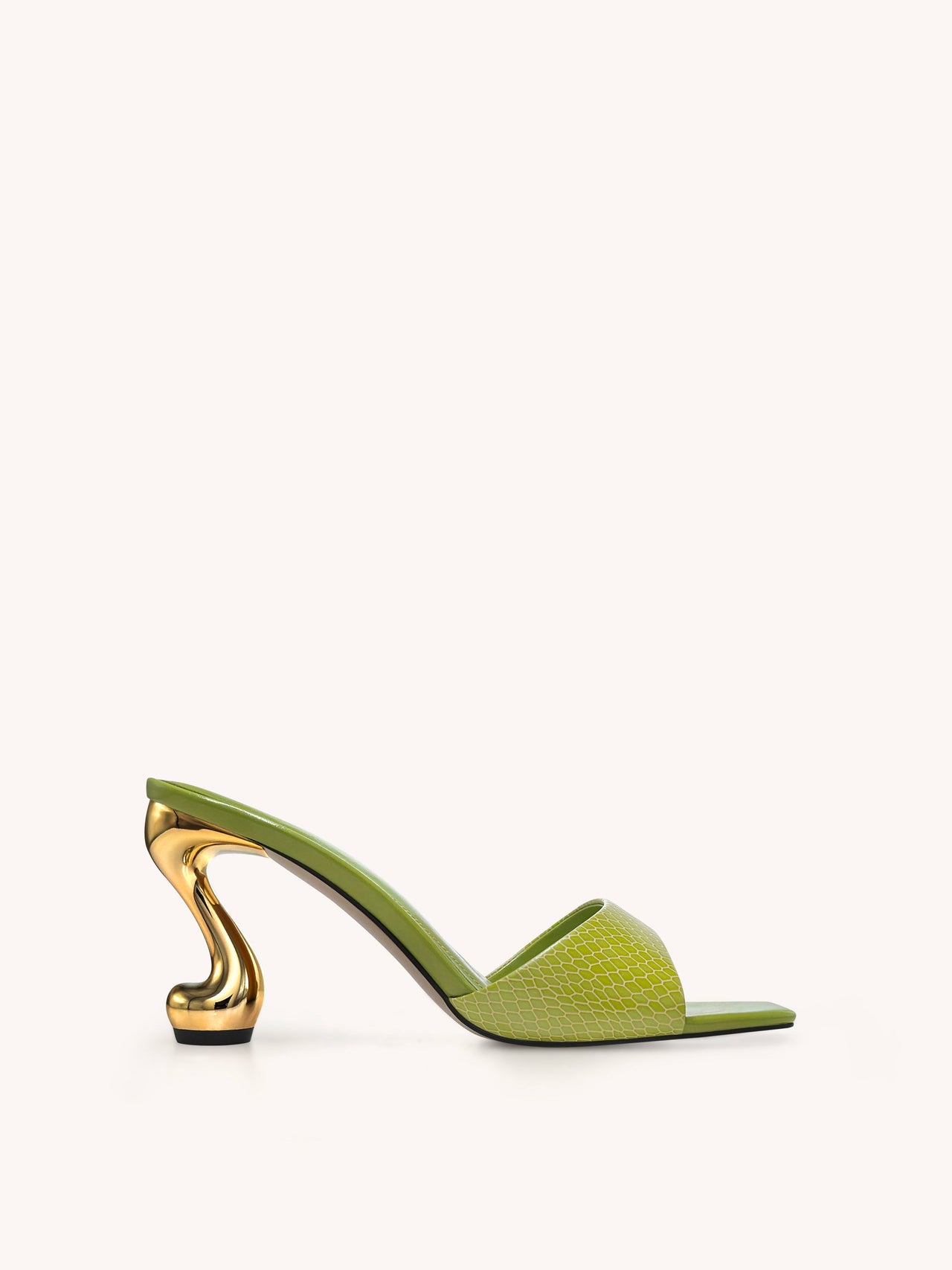 Hannah Mule con tacco effetto pelle di serpente - Verde
