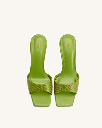 Hannah Mule con tacco effetto pelle di serpente - Verde