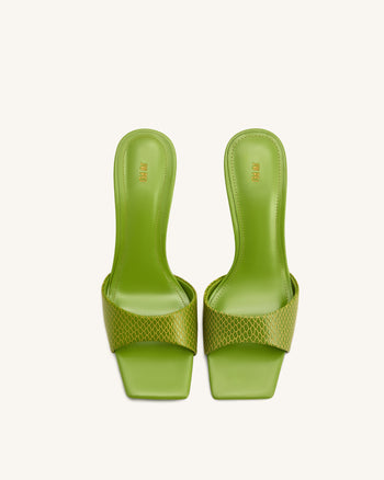 Hannah Mule con tacco effetto pelle di serpente - Verde