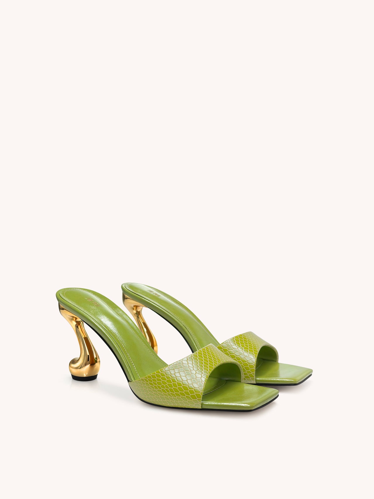 Hannah Mule con tacco effetto pelle di serpente - Verde