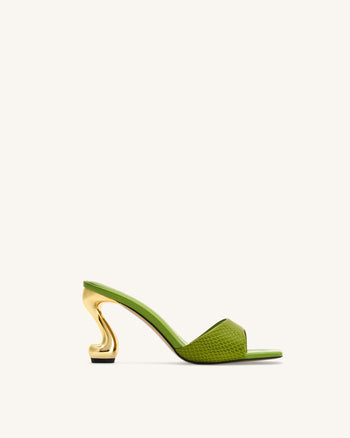 Hannah Mule con tacco effetto pelle di serpente - Verde