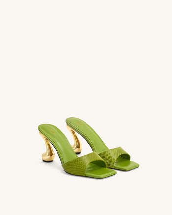 Hannah Mule con tacco effetto pelle di serpente - Verde