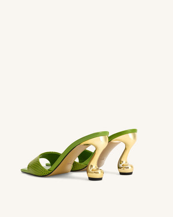 Hannah Mule con tacco effetto pelle di serpente - Verde