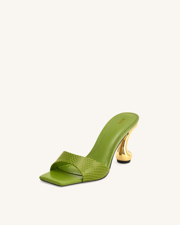 Hannah Mule con tacco effetto pelle di serpente - Verde