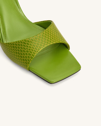 Hannah Mule con tacco effetto pelle di serpente - Verde