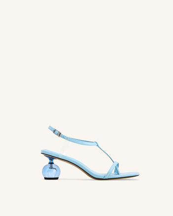 Charlotte Sandali con Cinturini e Tacco Sferico - Azzurro Cielo