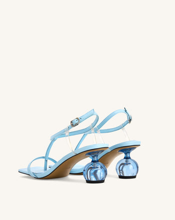 Charlotte Sandali con Cinturini e Tacco Sferico - Azzurro Cielo