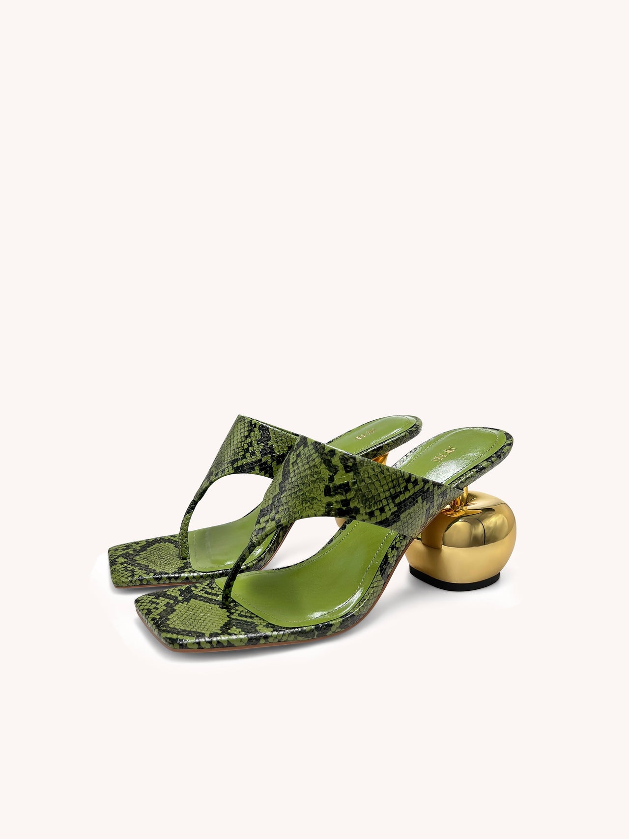Naomi Infradito con tacco effetto serpente - Verde