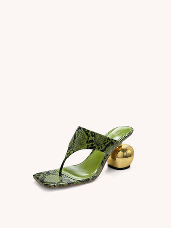 Naomi Infradito con tacco effetto serpente - Verde