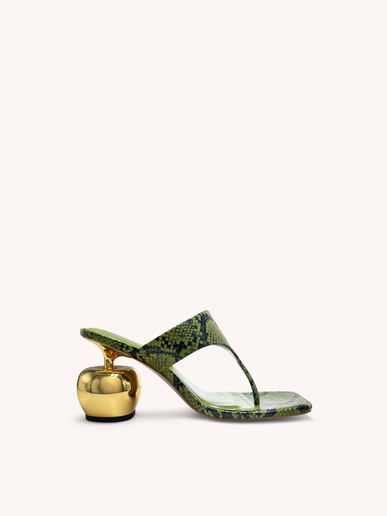 Naomi Infradito con tacco effetto serpente - Verde