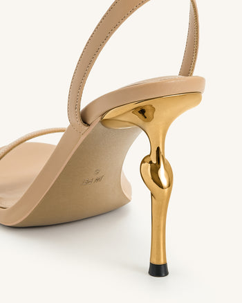 Alivia Sandali con Tacco in Metallo Dorato - Khaki